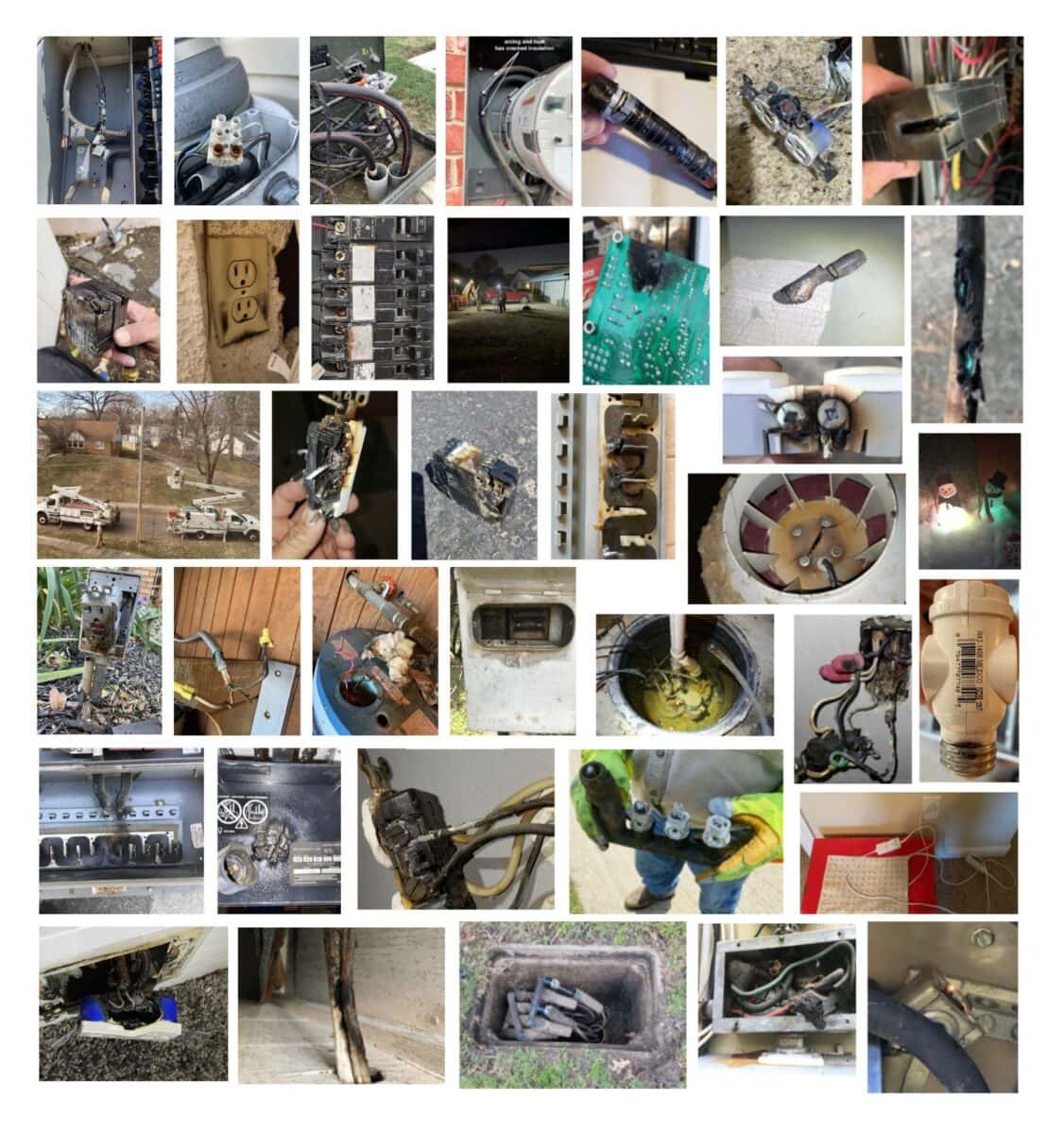 Electrical fire hazard image collage