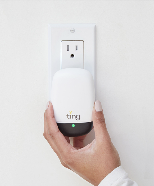 Ting sensor plugged in with hand Ting-sensor-plugged-in